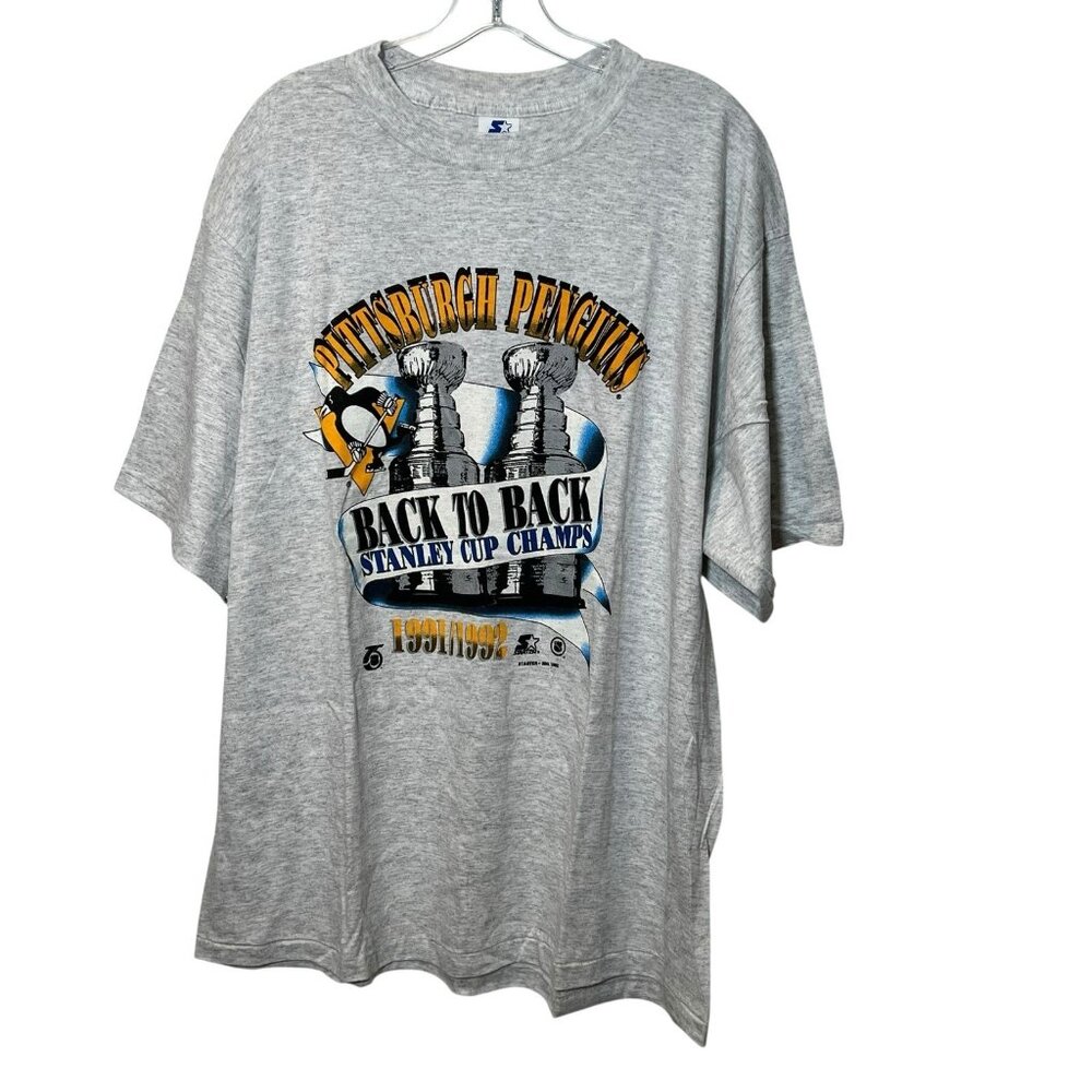 Vintage Pittsburgh Penguins 1991 1992 Stanley Cup Champs Starter XL 90s Tee NHL